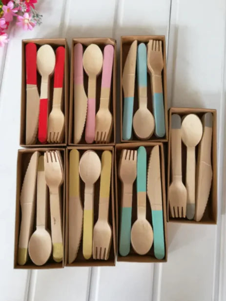 Eco-Friendly Wooden Cutlery Set – Reusable Bamboo Travel Utensils