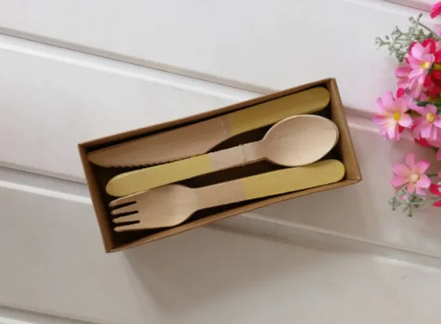 Eco-Friendly Wooden Cutlery Set – Reusable Bamboo Travel Utensils