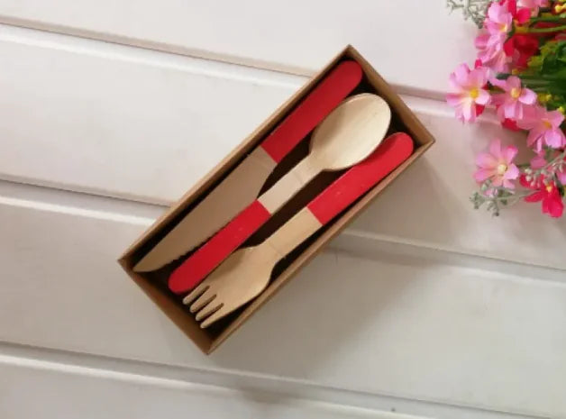 Eco-Friendly Wooden Cutlery Set – Reusable Bamboo Travel Utensils
