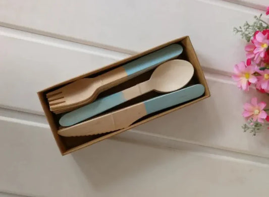 Eco-Friendly Wooden Cutlery Set – Reusable Bamboo Travel Utensils